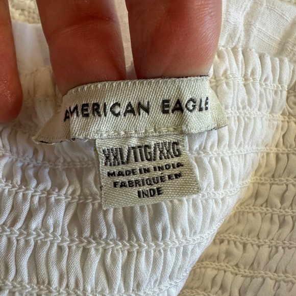 American Eagle White Tiered Mini Dress Smocked Back XXL Strappy Boho Coastal - Picture 7 of 8
